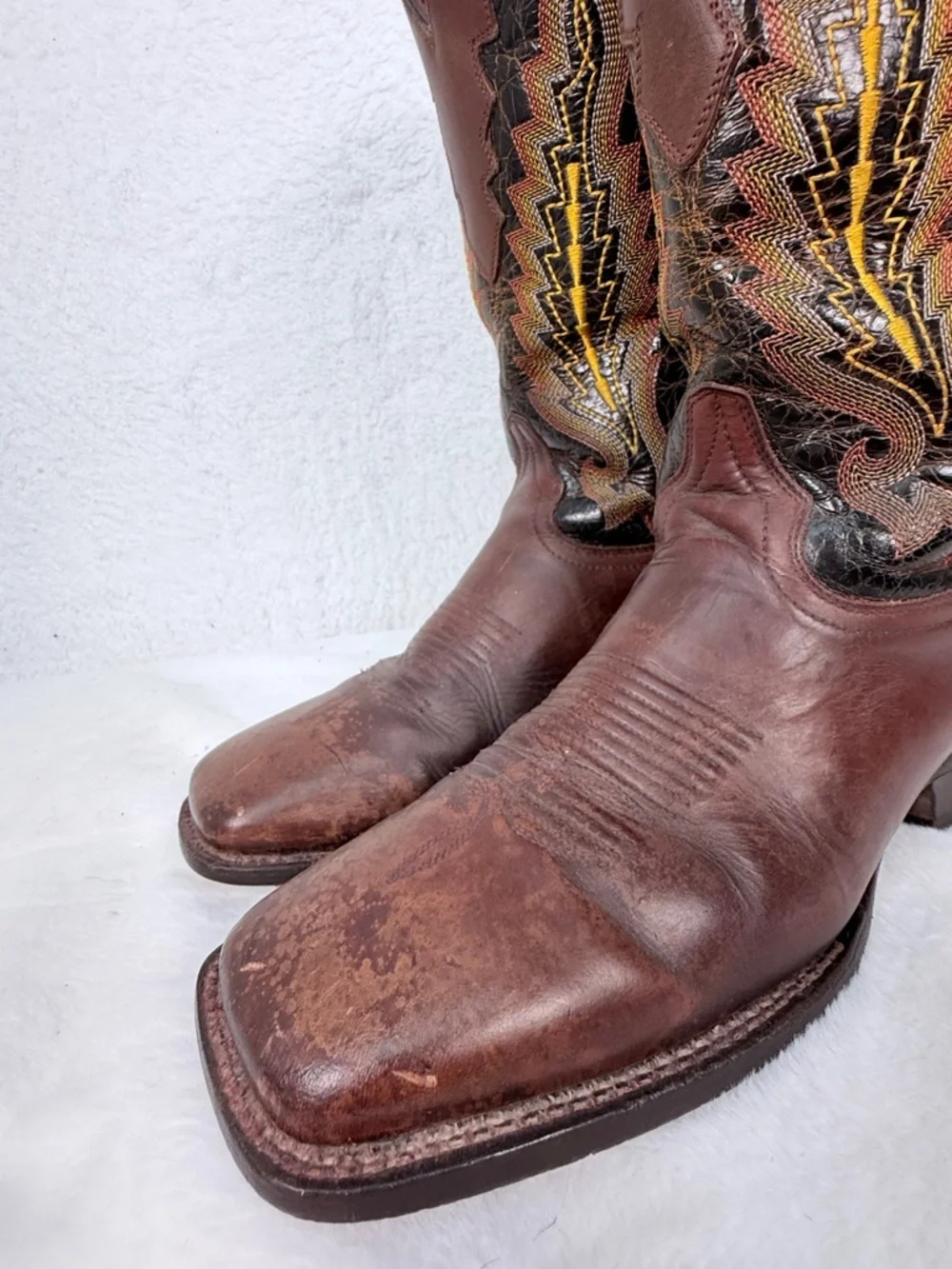 Rio Grande Cowboy Boots Brown Leather Western Roper Size 7.5 Western Cowboy